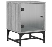 vidaXL Bedside Cabinet with Glass Door Nightstand Side End Table Grey Sonoma