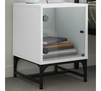 vidaXL Bedside Cabinet with Glass Door White 35x37x50 cm
