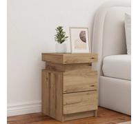 Bedside Cabinet with LED Bed Side Table Artisian Oak Engineered Wood vidaXL