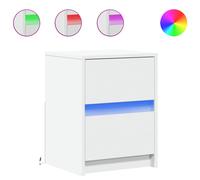 Vidaxl Bedside Cabinet With Led Lights White Engineered Wood