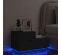 Vidaxl Bedside Cabinet With Led Lights Black 70X36X40.5 Cm