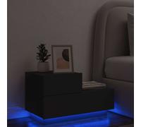 vidaXL Bedside Cabinet with LED Lights Black 70x36x40.5 cm