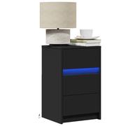Bedside Cabinet with LED Lights Nightstand Bed Table Engineered Wood vidaXL