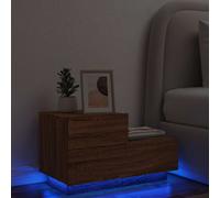 Bedside Cabinet with LED Lights Nightstand Bed Cabinet Bedside Table vidaXL