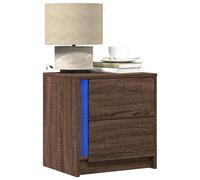 Bedside Cabinet with LED Lights Nightstand Bed Table Engineered Wood vidaXL