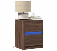 Vidaxl Bedside Cabinet With Led Lights Brown Oak Engineered Wood