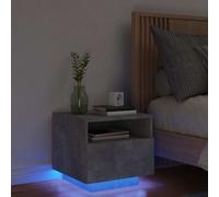 Vidaxl Bedside Cabinet With Led Lights Concrete Grey 40X39X37 Cm