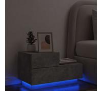 vidaXL Bedside Cabinet with LED Lights Nightstand Bed Table Concrete Grey