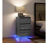 vidaXL Bedside Cabinet with LED Lights Grey Sonoma 38x34x65 cm