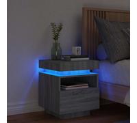 vidaXL Bedside Cabinet with LED Lights Grey Sonoma 40x39x48.5 cm
