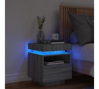 Vidaxl Bedside Cabinet With Led Lights Grey Sonoma 40X39X48.5 Cm
