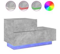 vidaXL Bedside Cabinet with LED Lights Nightstand Bed Table Concrete Grey