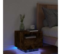 Bedside Cabinet with LED Lights Smoked Oak 40x39x37 cm