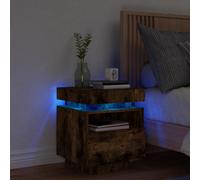 Vidaxl Bedside Cabinet With Led Lights Smoked Oak 40X39X48.5 Cm
