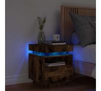 vidaXL Bedside Cabinet with LED Lights Smoked Oak 40x39x48.5 cm