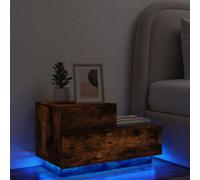 (smoked oak) vidaXL Bedside Cabinet with LED Lights Nightstand Bed Cabinet Bedside Table