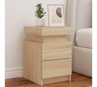 Vidaxl Bedside Cabinet With Led Lights Sonoma Oak 35X39X55 Cm