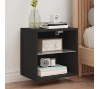 vidaXL Bedside Cabinet with LED Lights Wall-mounted Nightstand Bed Table Black
