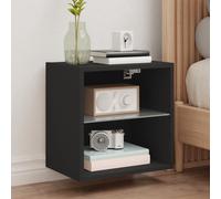 vidaXL Bedside Cabinet with LED Lights Wall-mounted Nightstand Bed Table Black