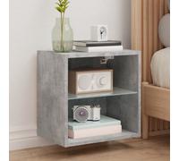vidaXL Bedside Cabinet with LED Lights Wall-mounted Concrete Grey