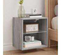 Vidaxl Bedside Cabinet With Led Lights Wall-Mounted Grey Sonoma