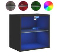 vidaXL Bedside Cabinet with LED Lights Wall-mounted Nightstand Bed Table Black