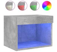 vidaXL Bedside Cabinet with LED Lights Wall-mounted Nightstand Concrete Grey