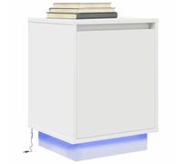 vidaXL Bedside Cabinet with LED Lights White 38x34x50 cm