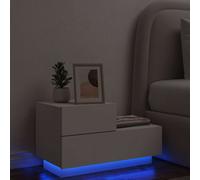 Vidaxl Bedside Cabinet With Led Lights White 70X36X40.5 Cm