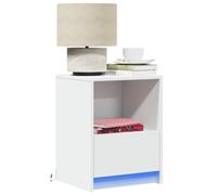 vidaXL Bedside Cabinet with LED Lights White Engineered Wood