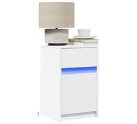 Bedside Cabinet with LED Lights White Engineered Wood