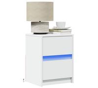 Vidaxl Bedside Cabinet With Led Lights White Engineered Wood