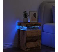 Bedside Cabinet with LED Bed Table Side Old Wood Engineered vidaXL