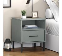 Solid Wood Pine Bedside Cabinet with Metal Legs OSLO Multi Colours vidaXL
