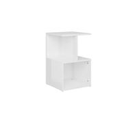 vidaXL Bedside Cabinet with Open Compartments - High Gloss White Engineered Wood Nightstand - Scandinavian Style Bedroom Furniture with Easy Assembly