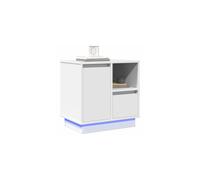 vidaXL Bedside Cabinet with White 50 x 34.5 x 50 cm Engineered wood, Stylish Bedroom Nightstand, Modern Storage Solution, Rectangular Bedside Table,