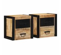 vidaXL Bedside Cabinets 2 pcs 40x35x40 cm Solid Rough Wood Mango