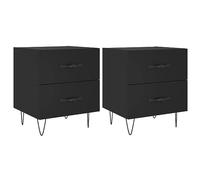 vidaXL Bedside Cabinets 2 pcs, Bedside Table for Bedroom, Side Table with Storage, Nightstand Bed Cabinet, Modern Style, Black Engineered Wood