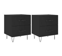 vidaXL Bedside Cabinets 2 pcs, Bedside Table for Bedroom, Side Table with Storage, Nightstand Bed Cabinet, Modern Style, Black Engineered Wood