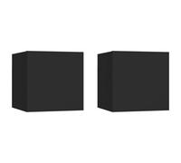 Vidaxl Bedside Cabinets 2 Pcs Black 30.5X30X30 Cm Engineered Wood