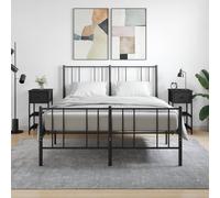 vidaXL Bedside Cabinets 2 pcs Black 34x36x70 cm Engineered Wood