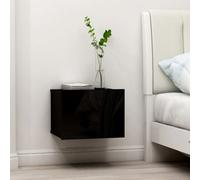 vidaXL 2x Bedside Cabinets Black Engineered Wood Nightstand Sideboard Table