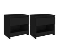 vidaXL 2x Bedside Cabinets Black Engineered Wood Nightstand Drawers Tables