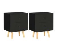 Vidaxl Bedside Cabinets 2 Pcs Black 40X30X50 Cm Solid Pinewood