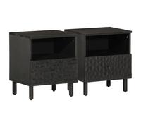 vidaXL Bedside Cabinets 2 pcs Black 40x33x46 cm Solid Wood Mango