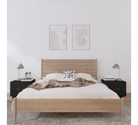 Vidaxl Bedside Cabinets 2 Pcs Black 40X34X35 Cm Solid Wood Pine, Black