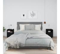 vidaXL Bedside Cabinets 2 Pcs Black 40x34x55 cm Solid Wood Pine, Black