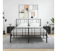 Bedside Cabinet Black 40x35x47.5 cm Engineered Wood Iron PU Leather 2pcs Small