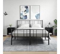 Bedside Cabinet 2pc Black 40x35x50cm Engineered Wood Metal Legs Modern Compact