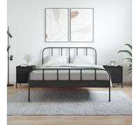 (black) vidaXL Bedside Cabinets Nightstand Bed Table 2 pcs Smoked Oak Engineered Wood